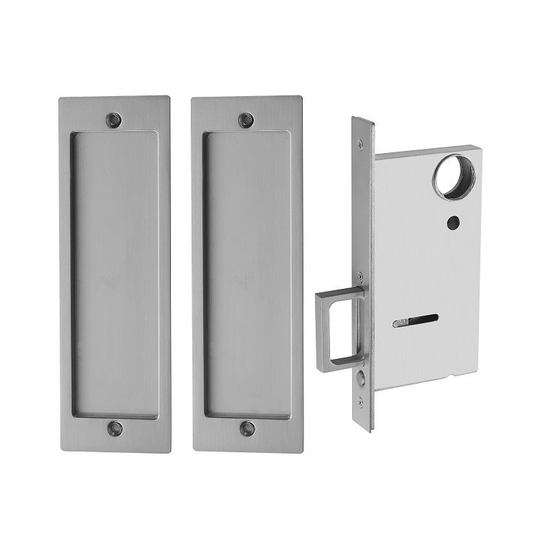 1801 Modern Retangular Pocket Door Mortise Lock para deslizar a porta de madeira de celeiro, conjunto de bloqueio de passagem