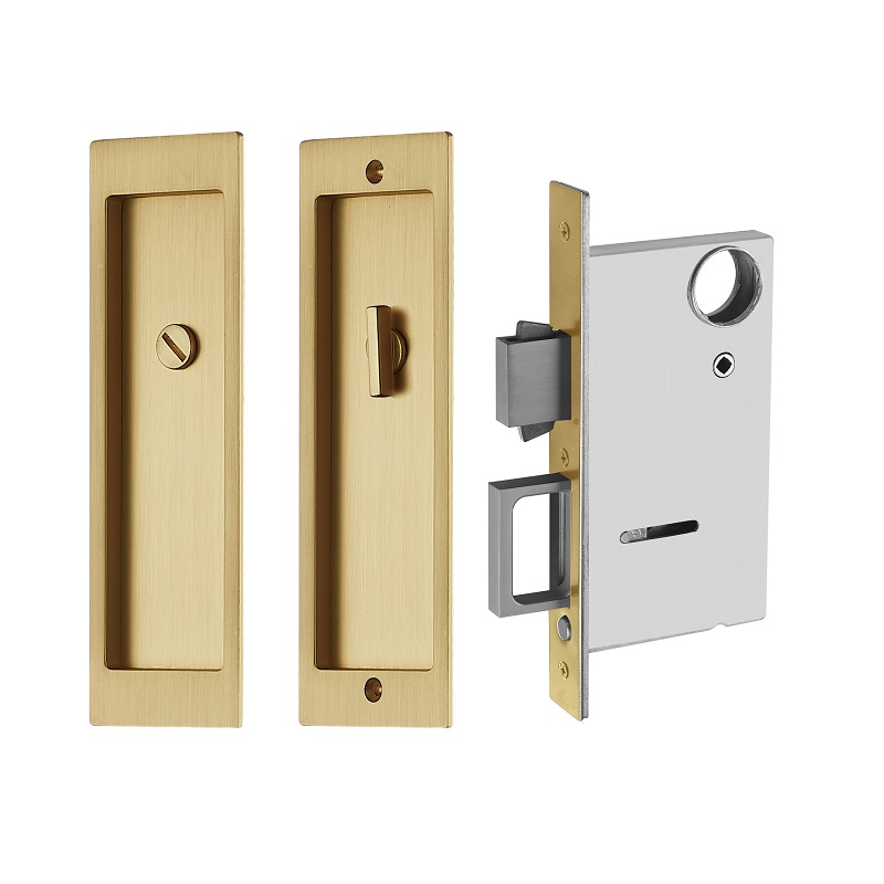 1801-BK Modern Retangular Pocket Sliding Porta Mortise Lock, alça de tração pesada para função de privacidade